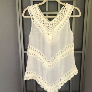BoHo gauze crochet top off-white cream S/M